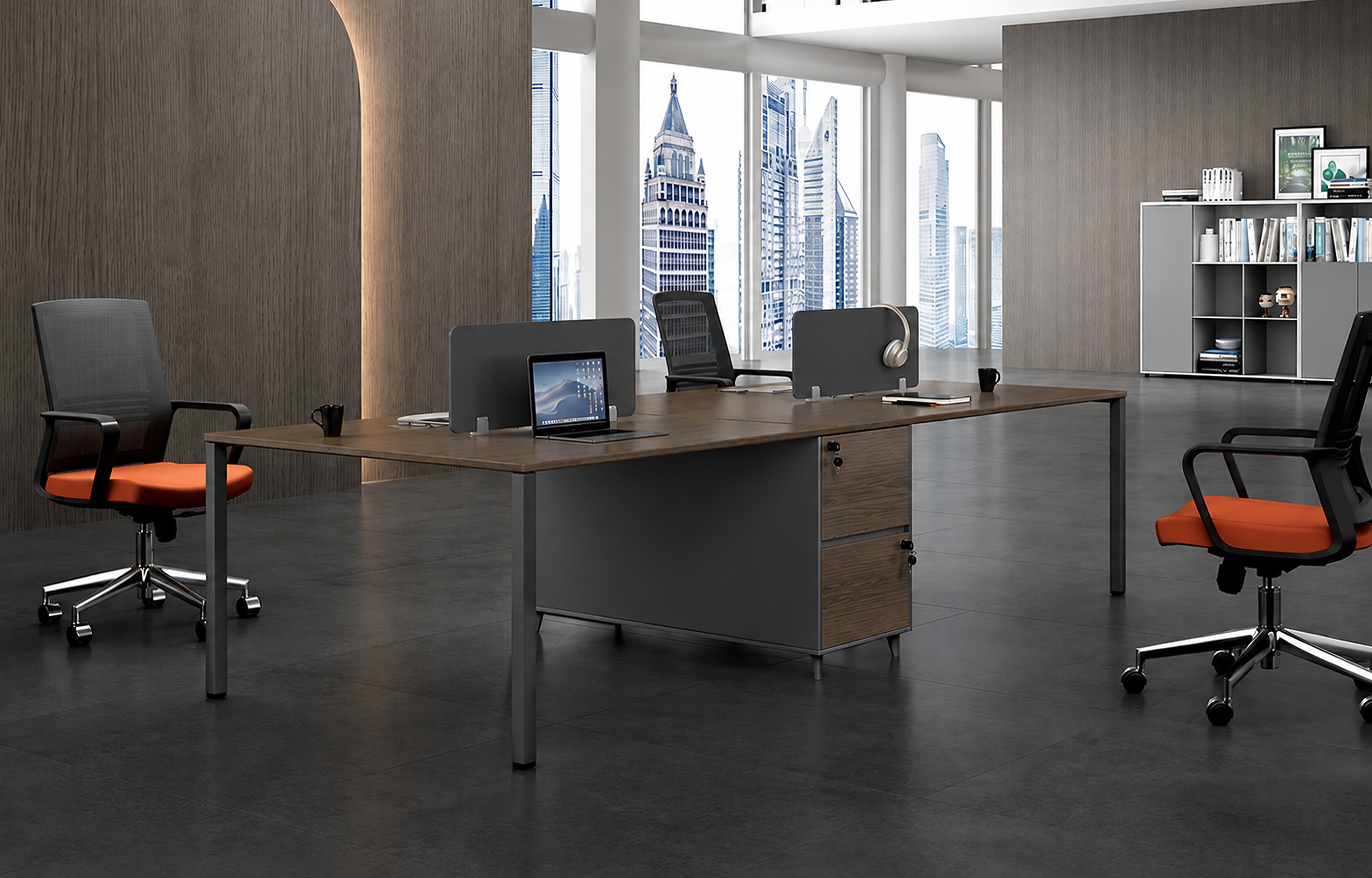 Foshan City Peiguo Office Furniture Manufacturing Co.,ltd 4 Seats Workstation & fix cabinet SKYLAND RAYA 2400 - view 5